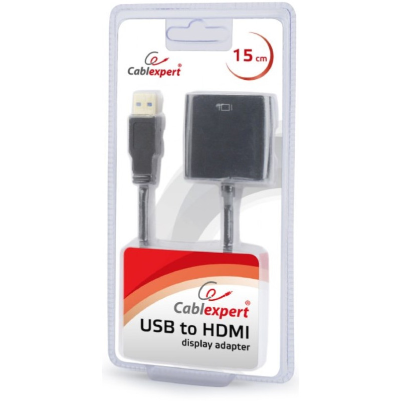 Адаптер USB 3.0 (M) - HDMI (F), Cablexpert, Black, 15 см (A-USB3-HDMI-02)