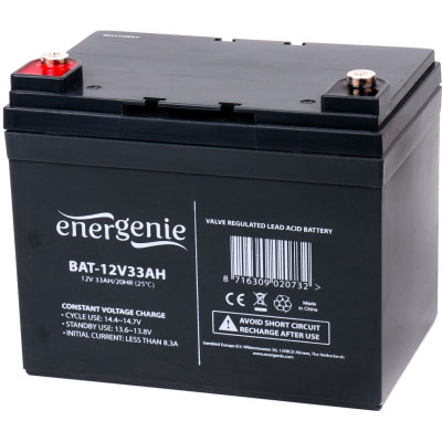 Батарея для ДБЖ 12В 33Ач EnerGenie BAT-12V33AH, ШхДхВ 194x133x169, Black (BAT-12V33AH)