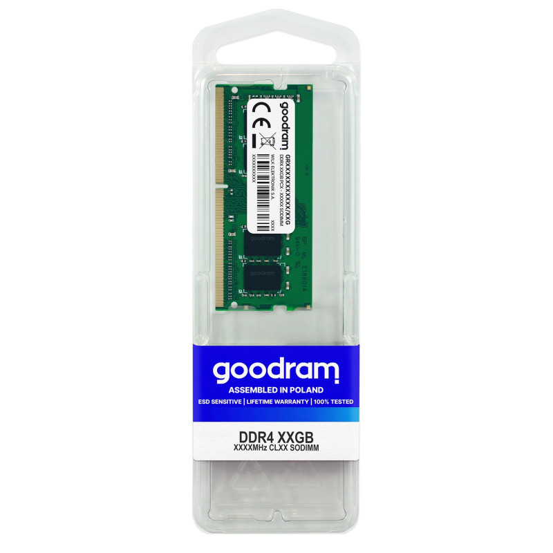 Пам'ять SO-DIMM, DDR4, 8Gb, 3200 MHz, Goodram, 1.2V, CL22 (GR3200S464L22S/8G)