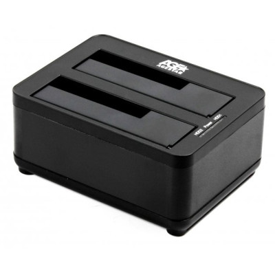 Док-станція 2.5"/3.5" AgeStar 3UBT8, Black, USB 3.0, для 2xSATA HDD/SSD пристроїв, зовнішній БЖ, функція "Clone" дозволяє дублювати інформацію з одного жорсткого диска на інший без участі комп'ютера