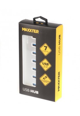 Концентратор USB 3.0 Maxxter HU3A-7P-01 USB 3.0, 7 портів, метал, сріблястий