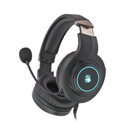 Навушники Bloody G220 Black, 2 x Mini jack (3.5 мм) + USB (підсвічування), накладні, підсвічування 7 кольорів, кабель 2 м
