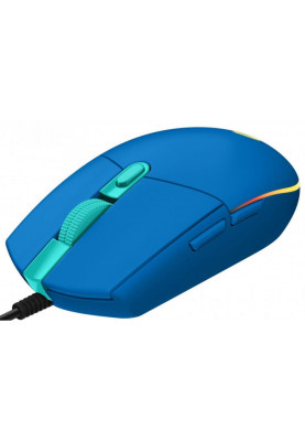 Миша Logitech G102 LIGHTSYNC, Blue, USB, оптична, 200-8000 dpi, RGB-підсвічування LIGHTSYNC, 6 програмованих механічних кнопок із пружинним механізмом, 2.1 м (910-005801)