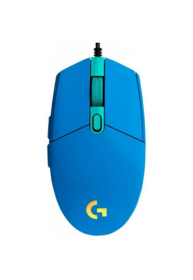Миша Logitech G102 LIGHTSYNC, Blue, USB, оптична, 200-8000 dpi, RGB-підсвічування LIGHTSYNC, 6 програмованих механічних кнопок із пружинним механізмом, 2.1 м (910-005801)
