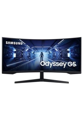 Монітор вигнутий 34" Samsung Odyssey G5, Black, WLED, VA, 3440x1440 (21:9), 1 мс, 165 Гц, 250 кд/м², 2500:1, 1000R, 178°/178°, HDMI/DP, VESA 75x75, AMD FreeSync Premium (LC34G55TWWIXCI)