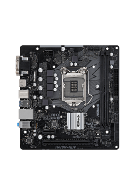 Мат.плата 1200 (H470) ASRock H470M-HDV, H470, 2xDDR4, Int.Video(CPU), 4xSATA3, 1xPCI-E 16x 3.0, 1xPCI-E 1x 3.0, ALC897, RTL8111H, 4xUSB3.2/6xUSB2.0, VGA/DVI-D/HDMI, MicroATX