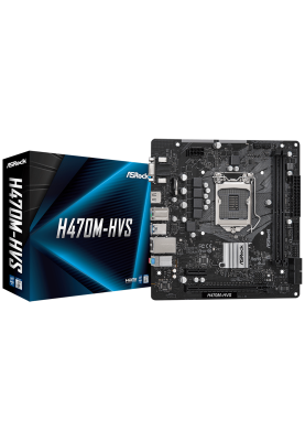 Мат.плата 1200 (H470) ASRock H470M-HVS, H470, 2xDDR4, Int.Video(CPU), 4xSATA3, 1xPCI-E 16x 3.0, 1xPCI-E 1x 3.0, ALC897, RTL8111H, 4xUSB3.2/6xUSB2.0, VGA/HDMI, MicroATX