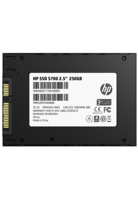 Твердотільний накопичувач 250Gb, HP S700, SATA3, 2.5", 3D TLC, 555/515 MB/s (2DP98AA)