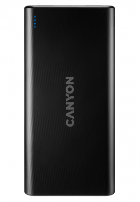 Універсальна мобільна батарея 10000 mAh, Canyon PB-106, Black, 2xUSB (5V / 2.1A), кабель micro-USB / USB Type-C (CNE-CPB1006B)