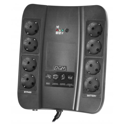 ДБЖ PowerCom SPD-650N Schuko Black, 650VA, 390W, лінійно-інтерактивний, AVR, 4+4 розетки (Schuko) (SPD650N)
