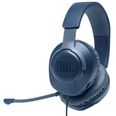Навушники JBL Quantum 100, Blue, 3.5 мм, мікрофон, динаміки 40 мм, технологія "QuantumSOUND Signature", 1.2 м (JBLQUANTUM100BLU)