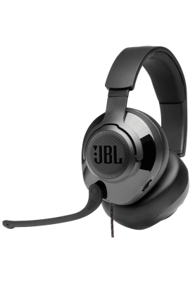 Навушники JBL Quantum 200, Black, 3.5 мм, мікрофон, динаміки 50 мм, технологія "QuantumSOUND Signature", амбушури з ефектом пам'яті, 1.2 м + 1.5 м (JBLQUANTUM200BLK)