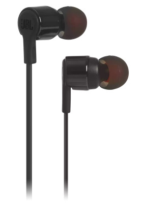 Навушники JBL Tune 210, Black, 3.5 мм, мікрофон, однокнопковий пульт керування, технологія "Pure Bass", алюмінієві вставки (JBLT210BLK)
