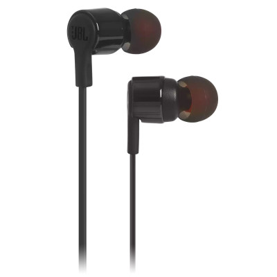Навушники JBL Tune 210, Black, 3.5 мм, мікрофон, однокнопковий пульт керування, технологія "Pure Bass", алюмінієві вставки (JBLT210BLK)