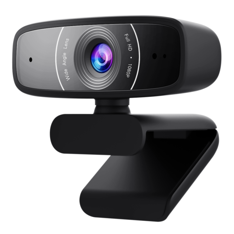 Веб-камера Asus Webcam C3, Black, 1920x1080/30 fps, мікрофон з фільтрацією навколишніх шумів, ширококутний об'єктив з постійним фокусом, універсальне кріплення, USB, 1.5 м