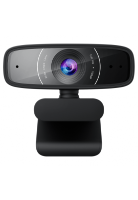 Веб-камера Asus Webcam C3, Black, 1920x1080/30 fps, мікрофон з фільтрацією навколишніх шумів, ширококутний об'єктив з постійним фокусом, універсальне кріплення, USB, 1.5 м