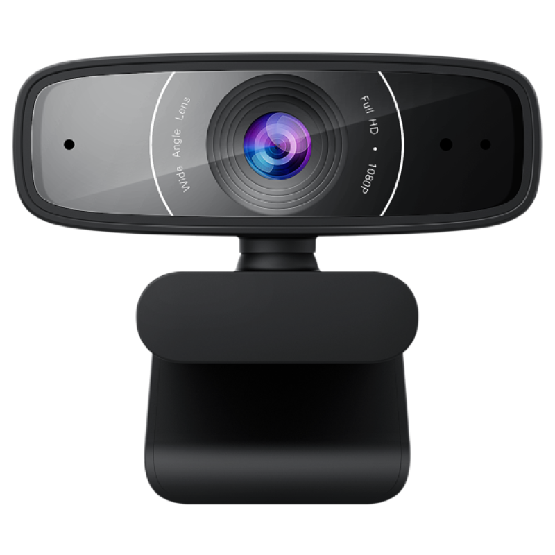 Веб-камера Asus Webcam C3, Black, 1920x1080/30 fps, мікрофон з фільтрацією навколишніх шумів, ширококутний об'єктив з постійним фокусом, універсальне кріплення, USB, 1.5 м