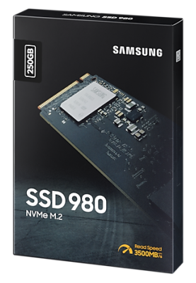 Твердотільний накопичувач M.2 250Gb, Samsung 980, PCI-E 3.0 x4, MLC 3-bit V-NAND, 2900/1300 MB/s (MZ-V8V250B)