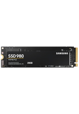 Твердотільний накопичувач M.2 250Gb, Samsung 980, PCI-E 3.0 x4, MLC 3-bit V-NAND, 2900/1300 MB/s (MZ-V8V250B)