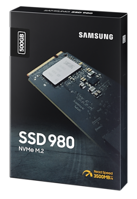 Твердотільний накопичувач M.2 500Gb, Samsung 980, PCI-E 3.0 x4, MLC 3-bit V-NAND, 3100/2600 MB/s (MZ-V8V500B)