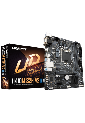 Мат.плата 1200 (H470) Gigabyte H410M S2H V2, H470, 2xDDR4, Int.Video(CPU), 4xSATA3, 1xM.2, 1xPCI-E 16x 3.0, 2xPCI-E 1x 3.0, ALC887, RTL8111H, 4xUSB3.2/6xUSB2.0, VGA/DVI-D/HDMI, MicroATX