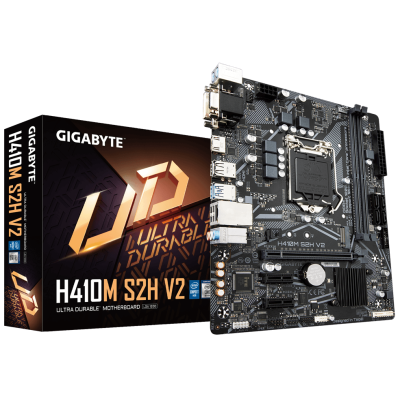 Мат.плата 1200 (H470) Gigabyte H410M S2H V2, H470, 2xDDR4, Int.Video(CPU), 4xSATA3, 1xM.2, 1xPCI-E 16x 3.0, 2xPCI-E 1x 3.0, ALC887, RTL8111H, 4xUSB3.2/6xUSB2.0, VGA/DVI-D/HDMI, MicroATX