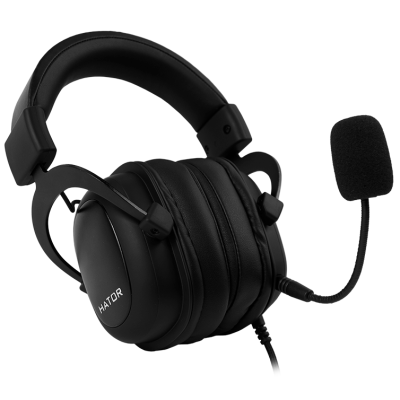 Навушники Hator Hypergang EVO, Black, 3.5 мм, мікрофон, динаміки 53 мм з неодимовим магнітом, 64 Ом, 110 дБ, 1 м + 1.5 м (HTA-810)