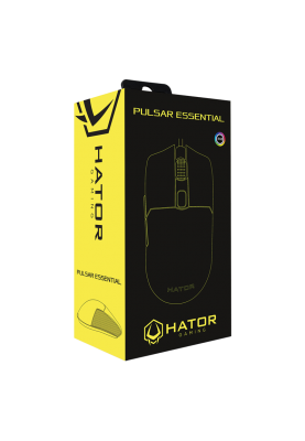 Миша Hator Pulsar Essential, Black, USB, оптична (сенсор PixArt PMW3327), 400-6200 dpi, RGB підсвічування, перемикачі Huano/Kailh, вбудована пам'ять, 1.8 м (HTM-312)