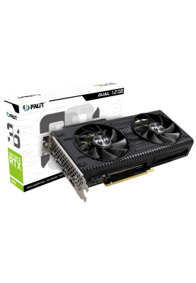 Відеокарта GeForce RTX 3060, Palit, Dual (Limited Hash Rate), 12Gb GDDR6, 192-bit, HDMI/3xDP, 1777/15000 MHz, 8-pin (NE63060019K9-190AD/LHR)