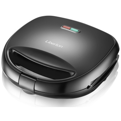 Мультимейкер Liberton LSM-8030 Black, 800W, 3в1 гриль, трикутні сендвічі 4шт, бельгійські вафлі 2шт, антипригарне покриття, індикатор живлення та готовності, автоматичний контроль температури