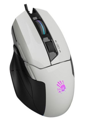 Миша A4Tech W70 Max Bloody, Panda White, USB, оптична (сенсор MAX BC3332-A), 100-10000 dpi, RGB підсвічування (5 профілів), 11 кнопок, ніжки X'Glide, 1.8 м