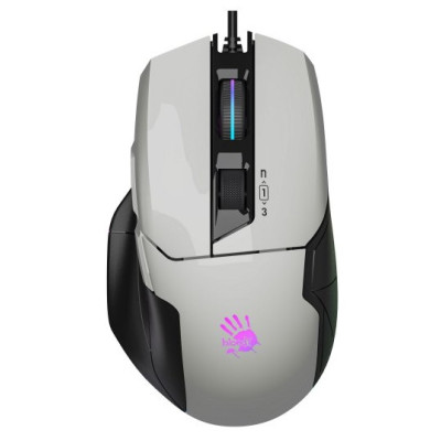 Миша A4Tech W70 Max Bloody, Panda White, USB, оптична (сенсор MAX BC3332-A), 100-10000 dpi, RGB підсвічування (5 профілів), 11 кнопок, ніжки X'Glide, 1.8 м