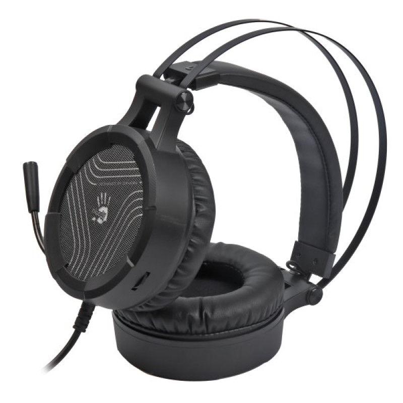 Навушники Bloody G530S, Black, з мікрофоном, зелене підсвічування, USB, накладні, кабель 2.0 м