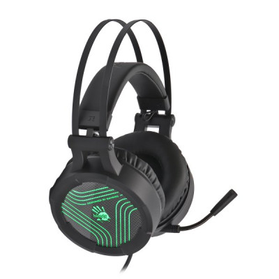 Навушники Bloody G530S, Black, з мікрофоном, зелене підсвічування, USB, накладні, кабель 2.0 м