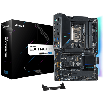 Мат.плата 1200 (Z590) ASRock Z590 Extreme, Z590, 4xDDR4, CrossFire, Int.Video(CPU), 6xSATA3, 3xM.2, 2xPCI-E 16x 4.0, 3xPCI-E 1x 3.0, 1xM.2 (Key E), ALC1220, RTL8125BG + I219V, 8xUSB3.2/6xUSB2.0, HDMI/DP, ATX