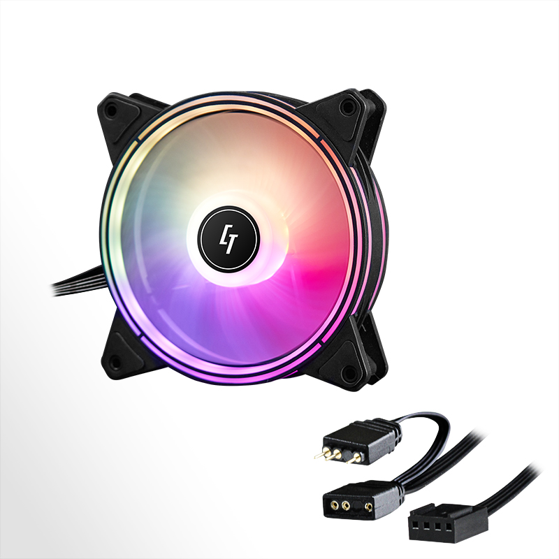 Вентилятор 120 мм, Chieftec Chieftronic NOVA, Black/White, 120x120x25 мм, PWM, ARGB підсвічування, 1600 об/хв, 24-28 dB, 4-pin, гідравлічний підшипник (NF-1225RGB)