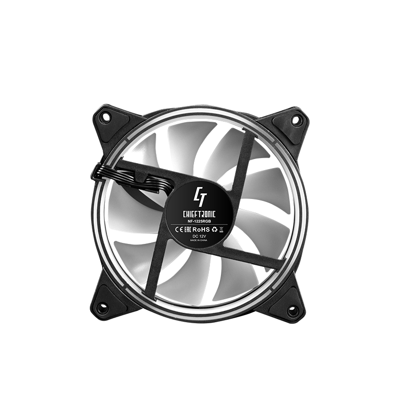 Вентилятор 120 мм, Chieftec Chieftronic NOVA, Black/White, 120x120x25 мм, PWM, ARGB підсвічування, 1600 об/хв, 24-28 dB, 4-pin, гідравлічний підшипник (NF-1225RGB)