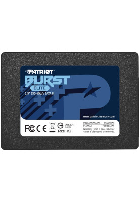 Твердотільний накопичувач 1.92Tb, Patriot Burst Elite, SATA3, 2.5", 3D QLC, 450/320 MB/s (PBE192TS25SSDR)