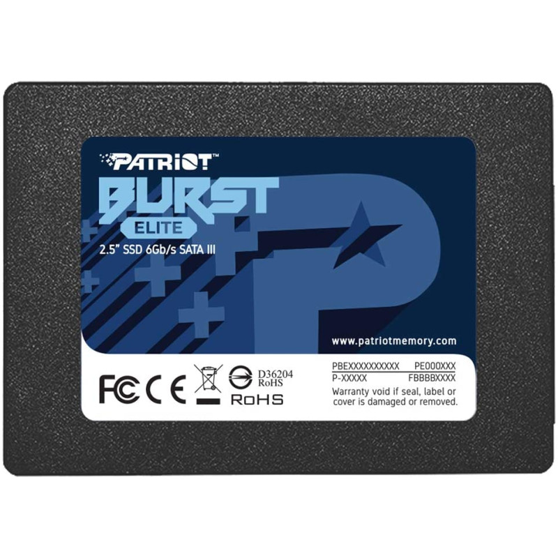 Твердотільний накопичувач 1.92Tb, Patriot Burst Elite, SATA3, 2.5", 3D QLC, 450/320 MB/s (PBE192TS25SSDR)