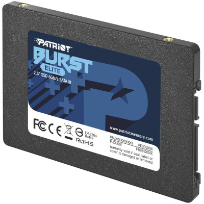 Твердотільний накопичувач 1.92Tb, Patriot Burst Elite, SATA3, 2.5`, 3D QLC, 450/320 MB/s (PBE192TS25SSDR)