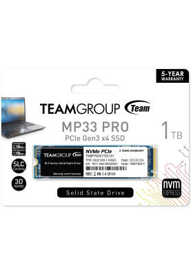 Твердотільний накопичувач M.2 1Tb, Team MP33 Pro, PCI-E 3.0 x4, 3D TLC, 2100/1700 MB/s (TM8FPD001T0C101)
