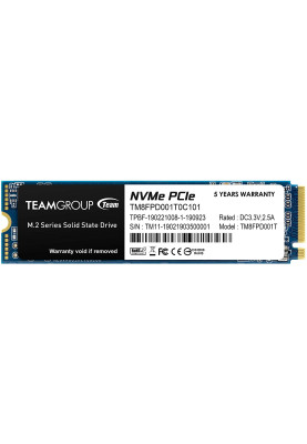 Твердотільний накопичувач M.2 1Tb, Team MP33 Pro, PCI-E 3.0 x4, 3D TLC, 2100/1700 MB/s (TM8FPD001T0C101)