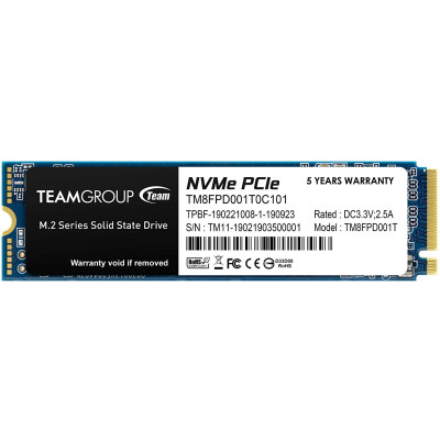 Твердотільний накопичувач M.2 1Tb, Team MP33 Pro, PCI-E 3.0 x4, 3D TLC, 2100/1700 MB/s (TM8FPD001T0C101)