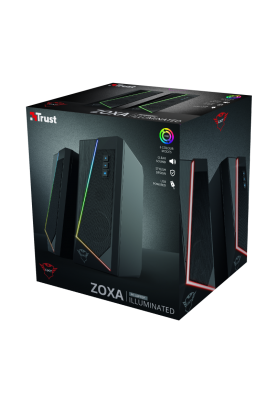 Колонки 2.0 Trust GXT 609 Zoxa RGB Illuminated, Black, 6W, 3.5 мм, живлення від USB, RGB-підсвічування (6 режимів) (24070)