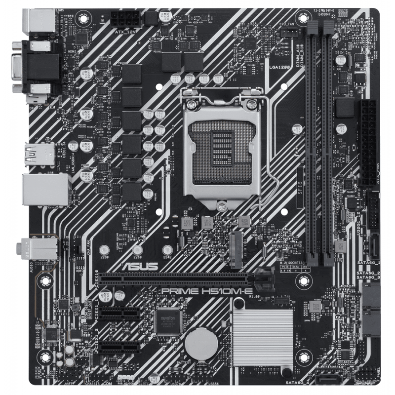 Мат.плата 1200 (H510) Asus PRIME H510M-E, H510, 2xDDR4, Int.Video(CPU), 4xSATA3, 1xM.2, 1xPCI-E 16x 4.0, 2xPCI-E 1x 3.0, ALC897, I219-V, 4xUSB3.2/6xUSB2.0, VGA/HDMI/DP, MicroATX