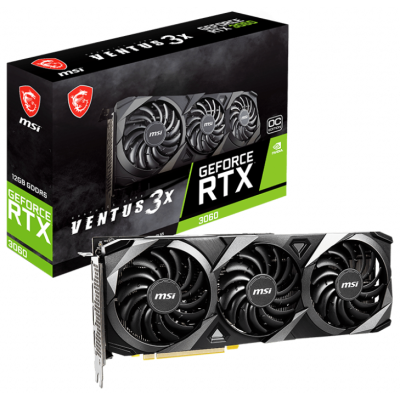 Відеокарта GeForce RTX 3060, MSI, VENTUS 3X OC (Limited Hash Rate), 12Gb GDDR6, 192-bit, HDMI/3xDP, 1807/15000 MHz, 8-pin (RTX 3060 VENTUS 3X 12G OC)