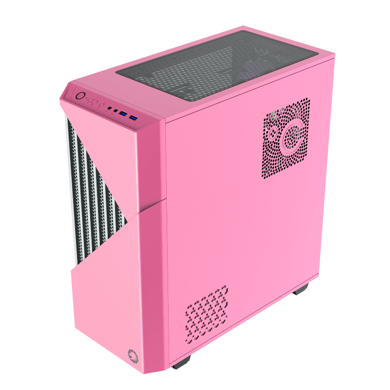 Корпус GameMax Contac COC PW Pink/White, Midi Tower, без БЖ, для EATX / ATX / Micro ATX / Mini ITX, 2xUSB 3.0, 1x120/1x140 мм ARGB Fan, 1xCOC Turbo Fan, бічна панель із загартованого скла, 438x210x468 мм