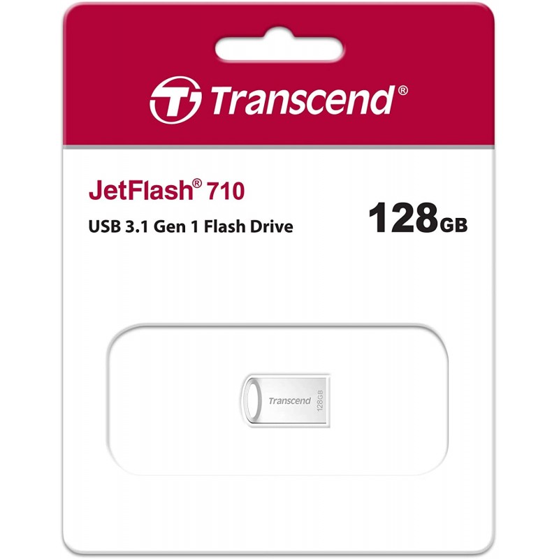 USB 3.1 Flash Drive 128Gb Transcend JetFlash 710, Silver, металевий корпус (TS128GJF710S)