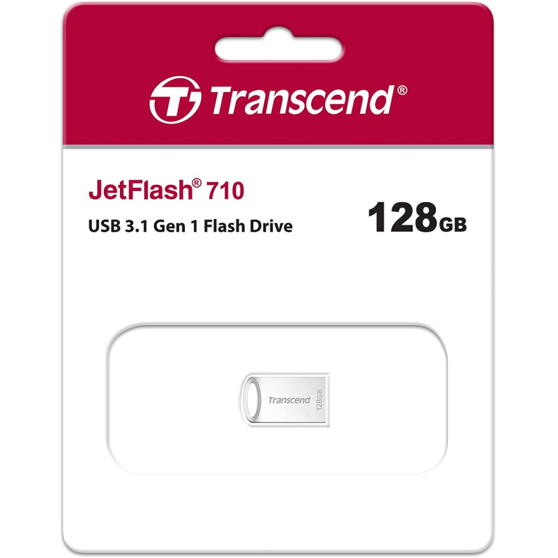 USB 3.1 Flash Drive 128Gb Transcend JetFlash 710, Silver, металевий корпус (TS128GJF710S)