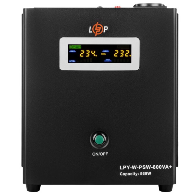 Джерело безперебійного живлення LogicPower LPY-W-PSW-800VA+ (560Вт) 5A/15A з правильною синусоїдою 12В (4143)